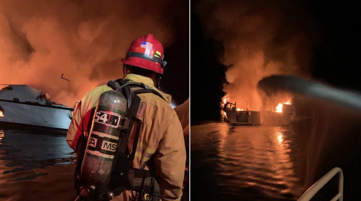 горящая лодка