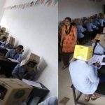 Учні складали іспит з картонними коробками на головах. Школа приносить свої вибачення