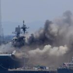 Пожар на американском десантном корабле в Сан-Диего. Есть пострадавшие