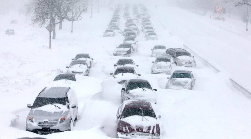 снегопад в Нью-Йорке