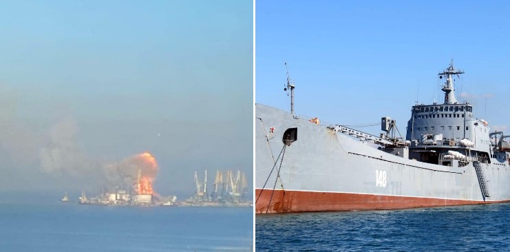 ВМС Украины заявили, что уничтожили российский десантный корабль в Азовском море