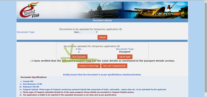 Якщо закордонний паспорт не відобразився в анкеті після завантаження, то під написом Documents uploaded for temporary application ID слід натиснути View document