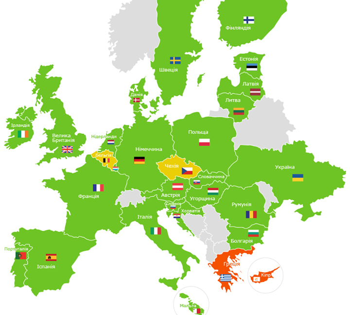карта країн євросоюзу